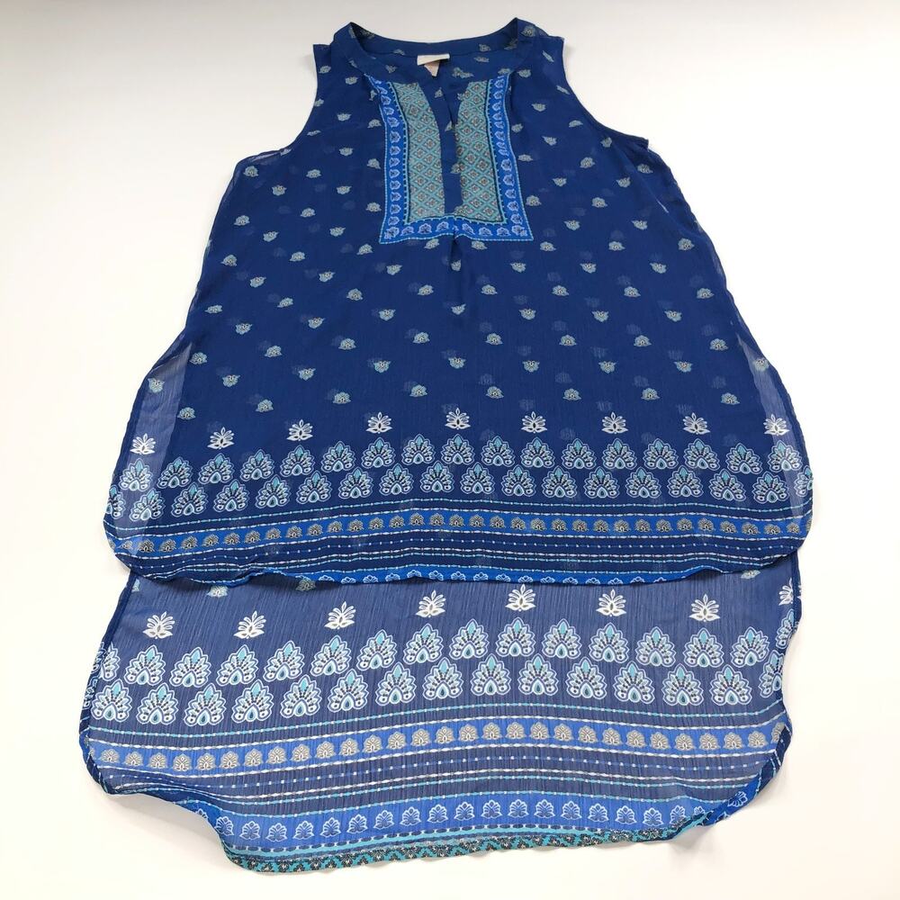 Knox Rose Medium Pullover Tank Top Tunic Sheer Lightweight Blue